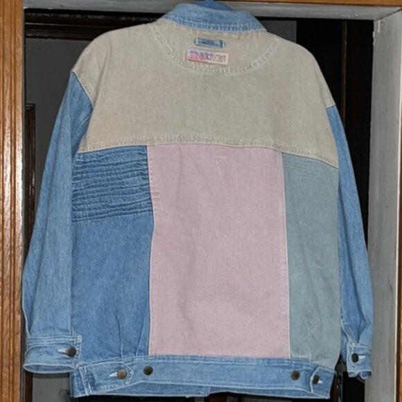 Vintage Together Pastel Color Block Denim Jean Jacket - Picture 7 of 13